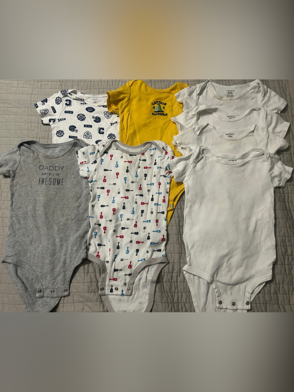 Carter's Baby Bodysuit Bundle - White, Gray, Yellow